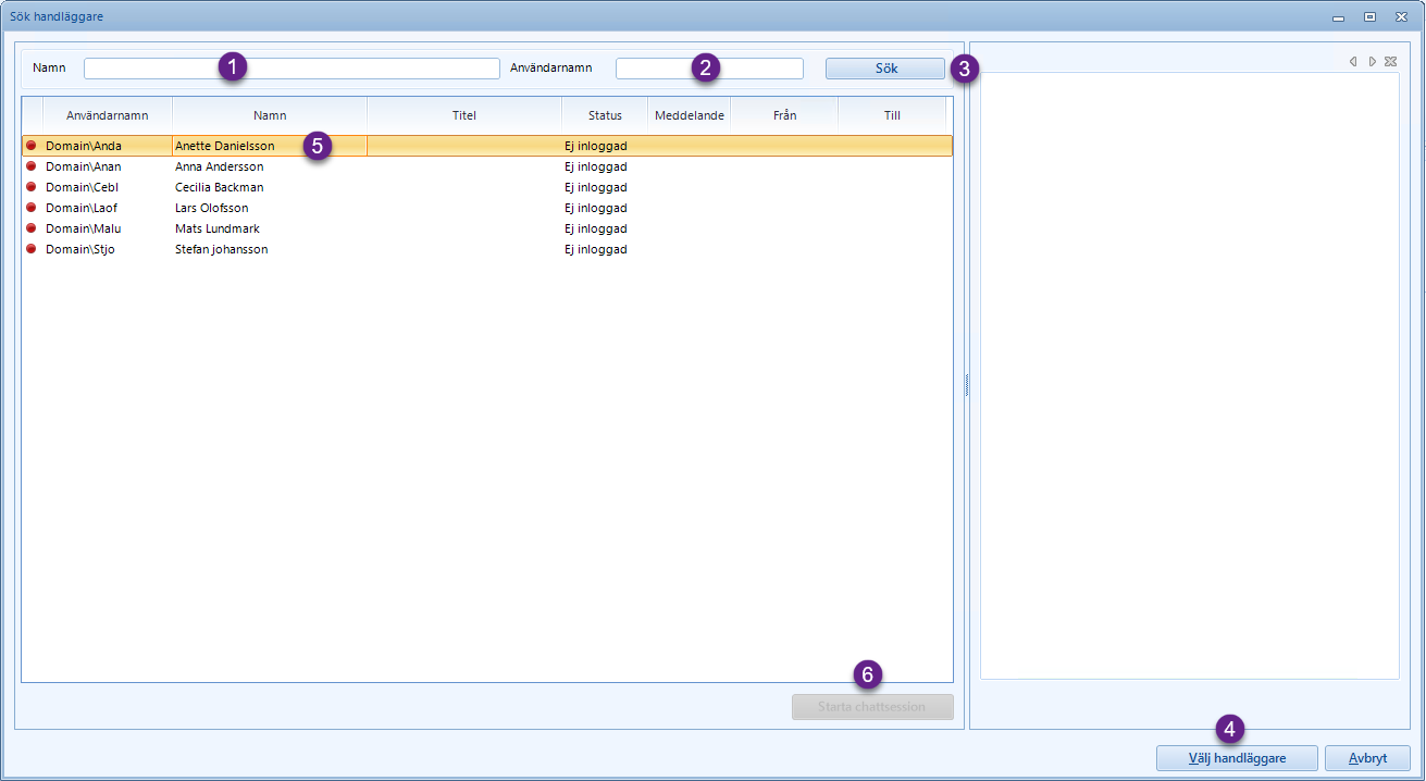 Search handlingofficer dialog